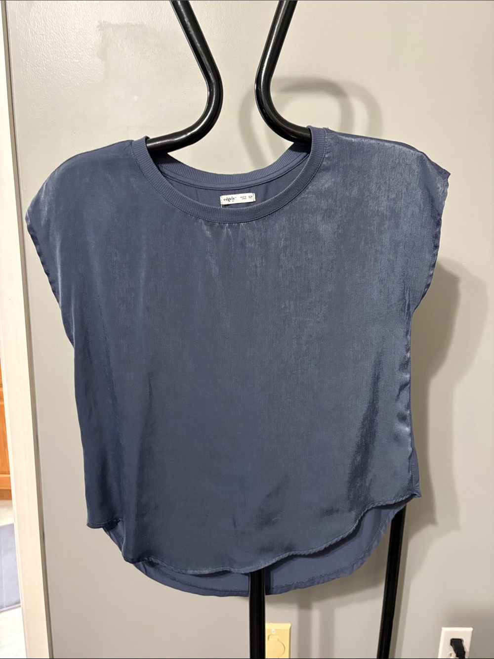 Sleepery Satin Navy Cap-Sleeve Cami Top